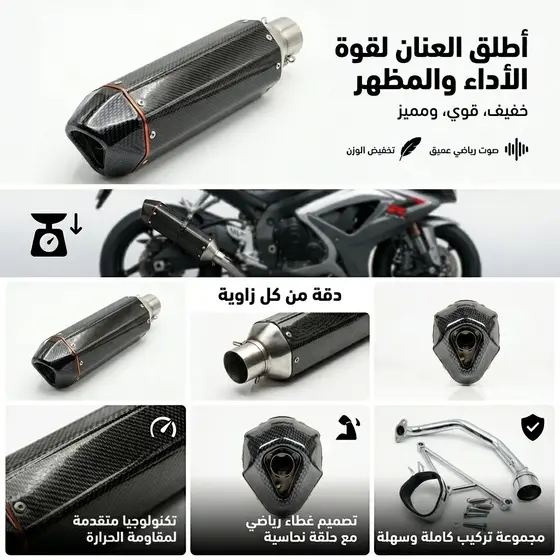 Pot Echappement Moto Style Carbone Hexagonal (2/8)